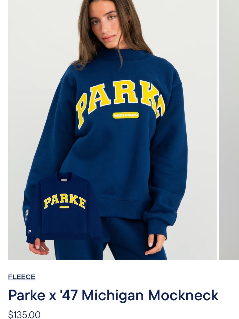 Parke Michigan Navy Mockneck Sweatshirt